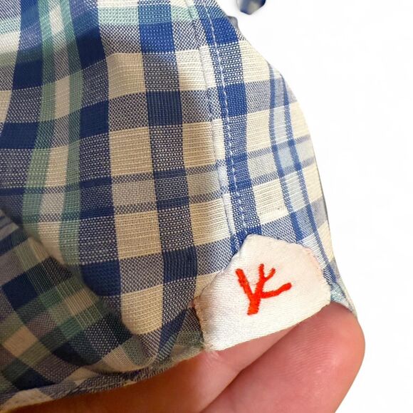 Isaia Men's Blue Green & White Plaid Long Sleeve Button Down Sz 18 / 45 Shirt - Picture 3 of 7